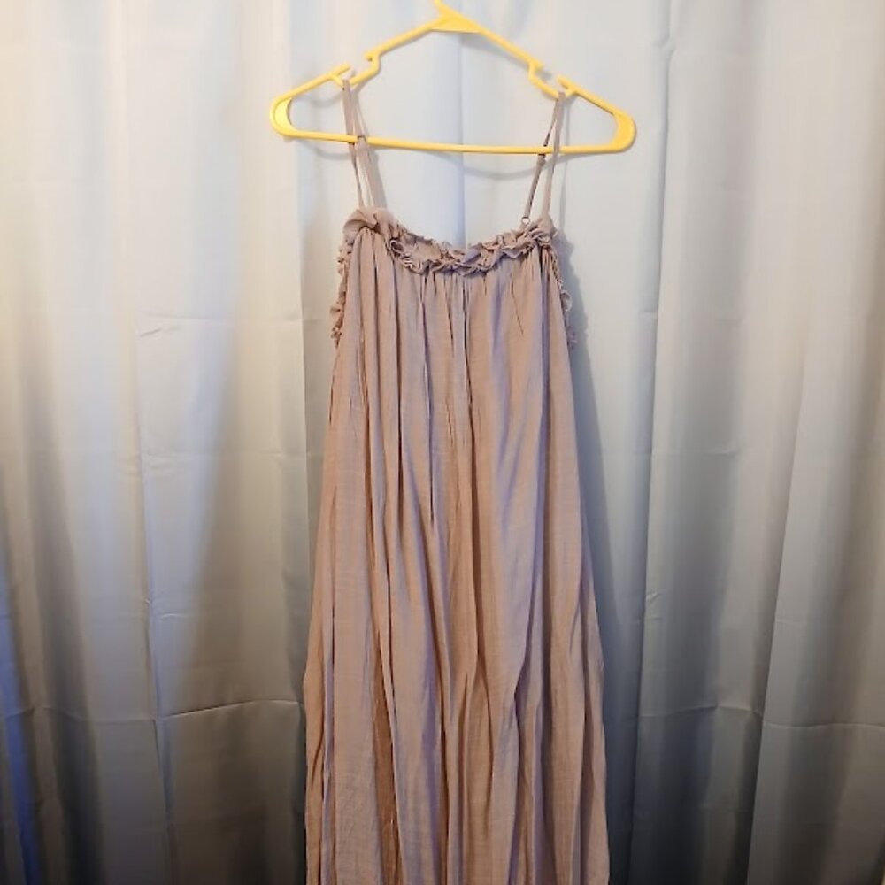 Nwt LISTICLE Gauzey Maxi Dress Large Mauve Pink Flowing Maternity Shoot POCKETS!